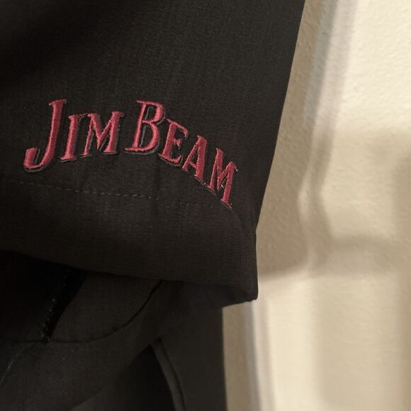 Vintage Steady Jim beam Button Down Shirt SS Burgandy & Black Embroidered Mens L - Picture 6 of 7